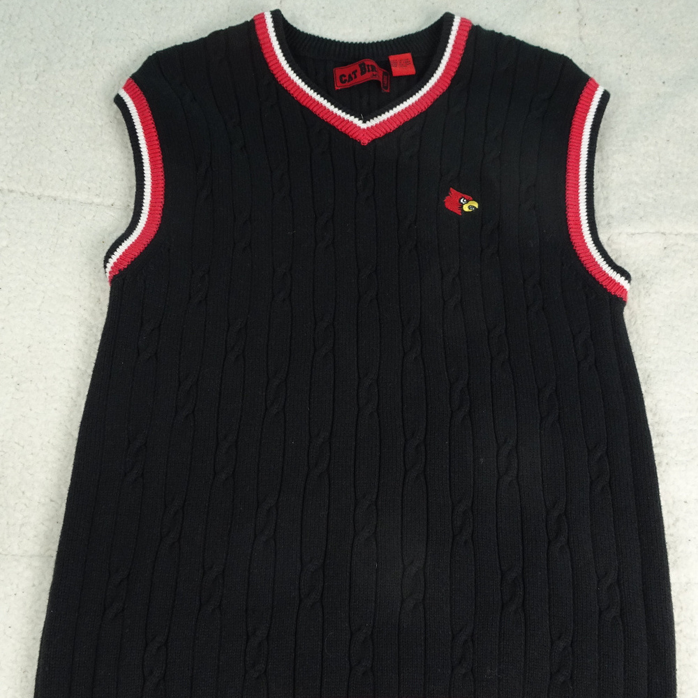 Black & Red Cardinal Vest Sweater Large